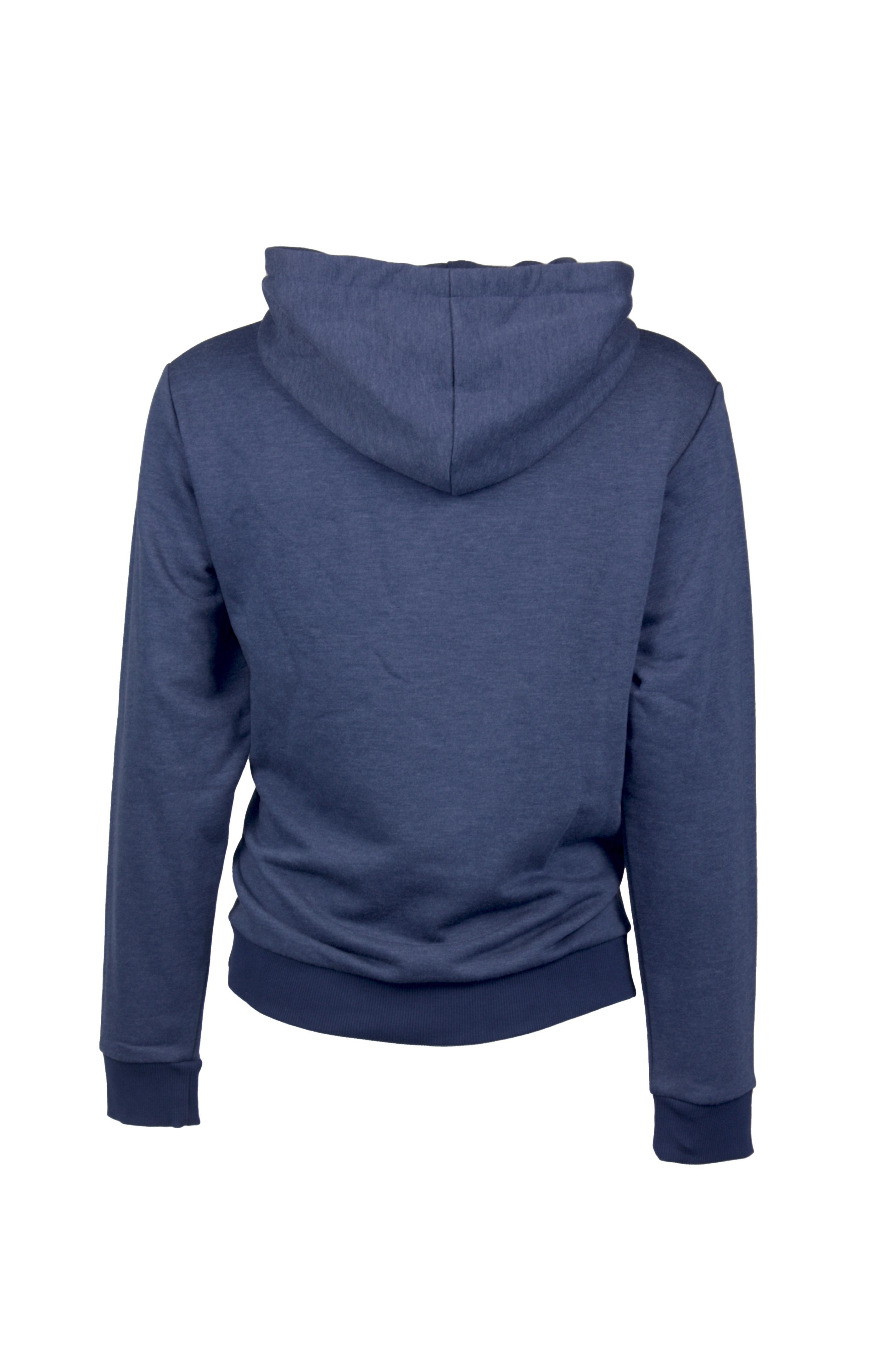 Felpa Moschino con Cappuccio bluette. Tessuto in cotone organico elasticizzato .Tessuto interno in caldo Pile. Polsini in maglia