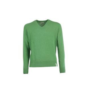Maglia scollo a v  pura lana verde