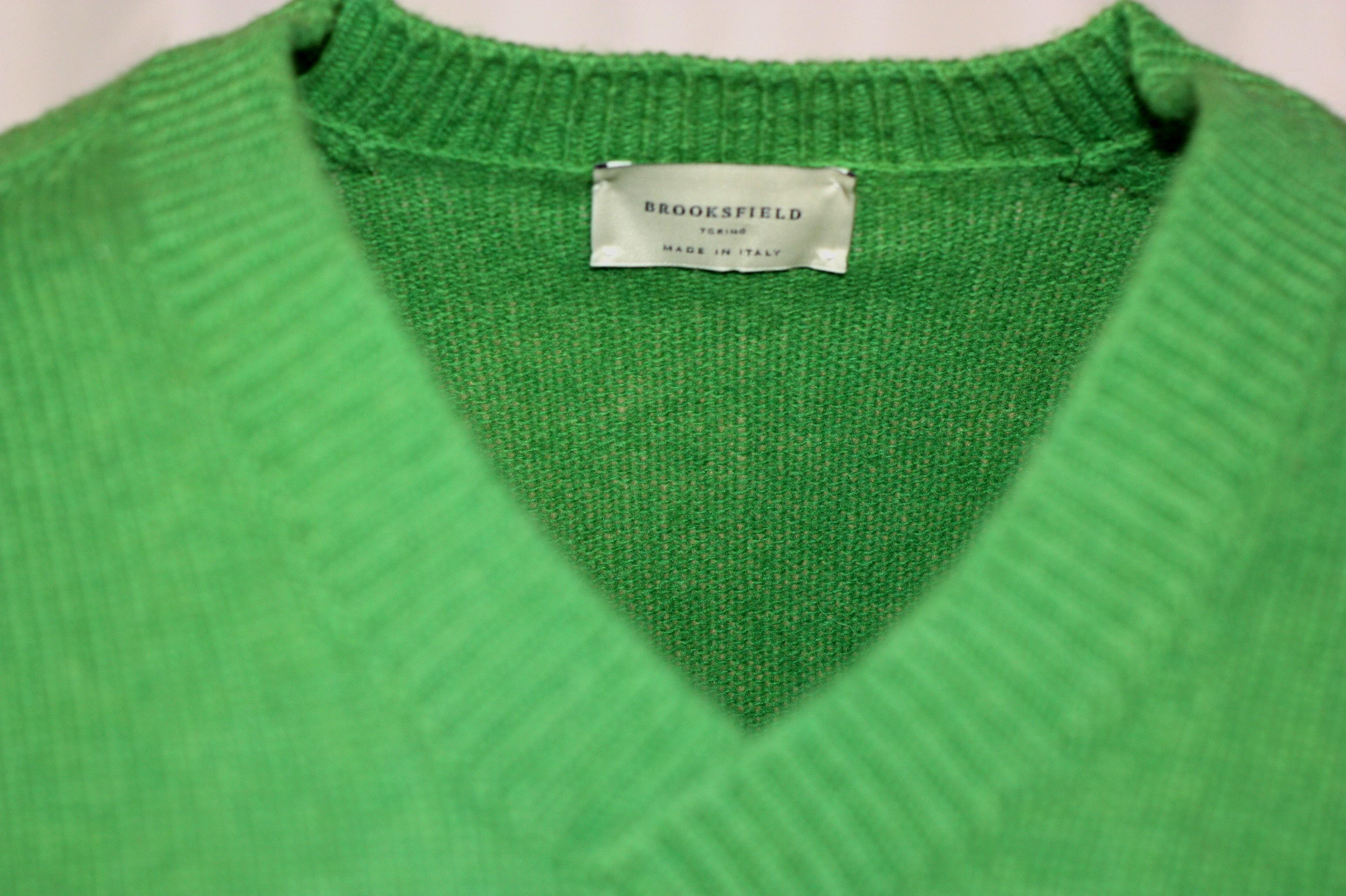 brooksfield maglia scollo a v brooksfield pura lana verde - foto 4