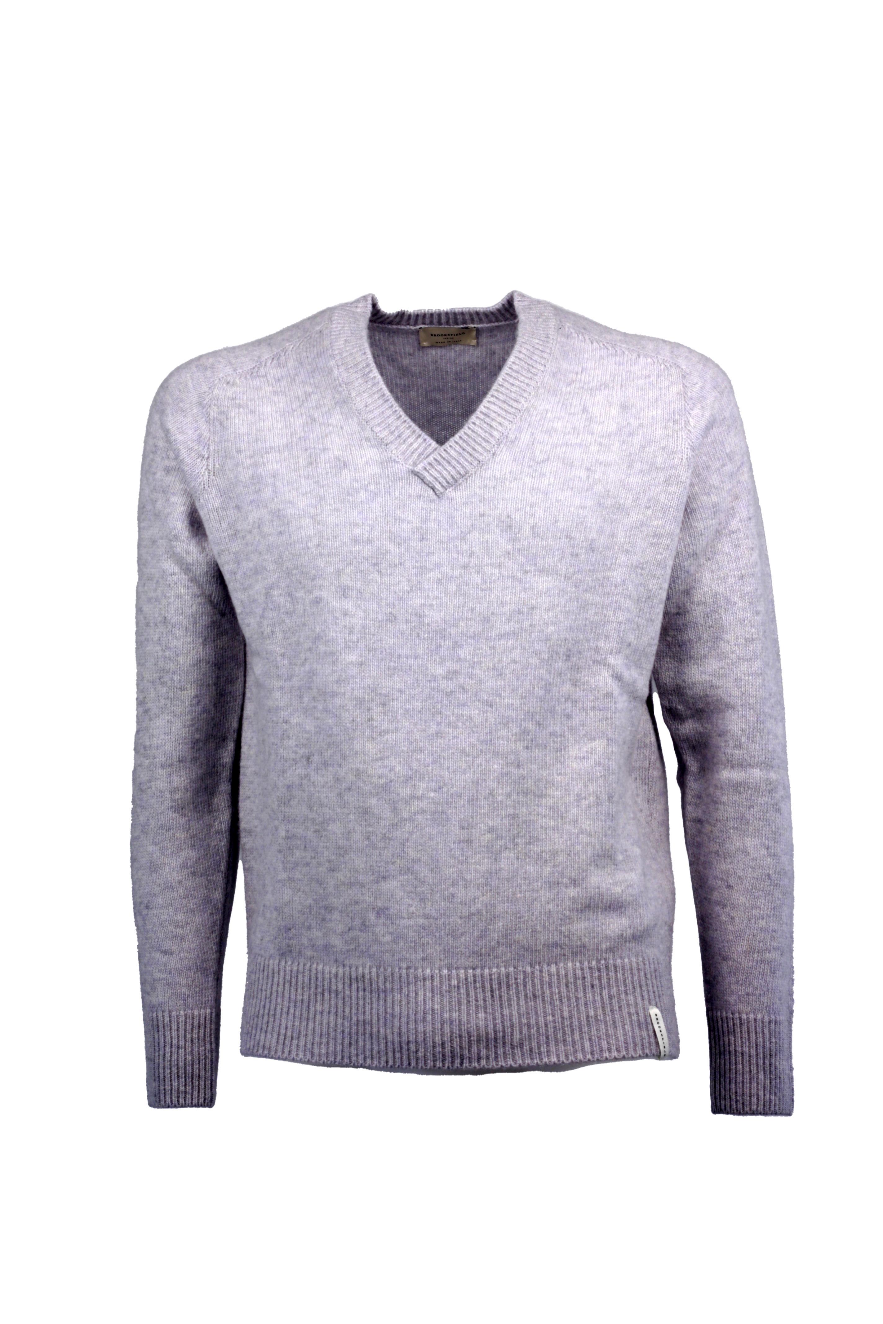 brooksfield maglia scollo a v brooksfield pura lana grigio chiaro - foto 1