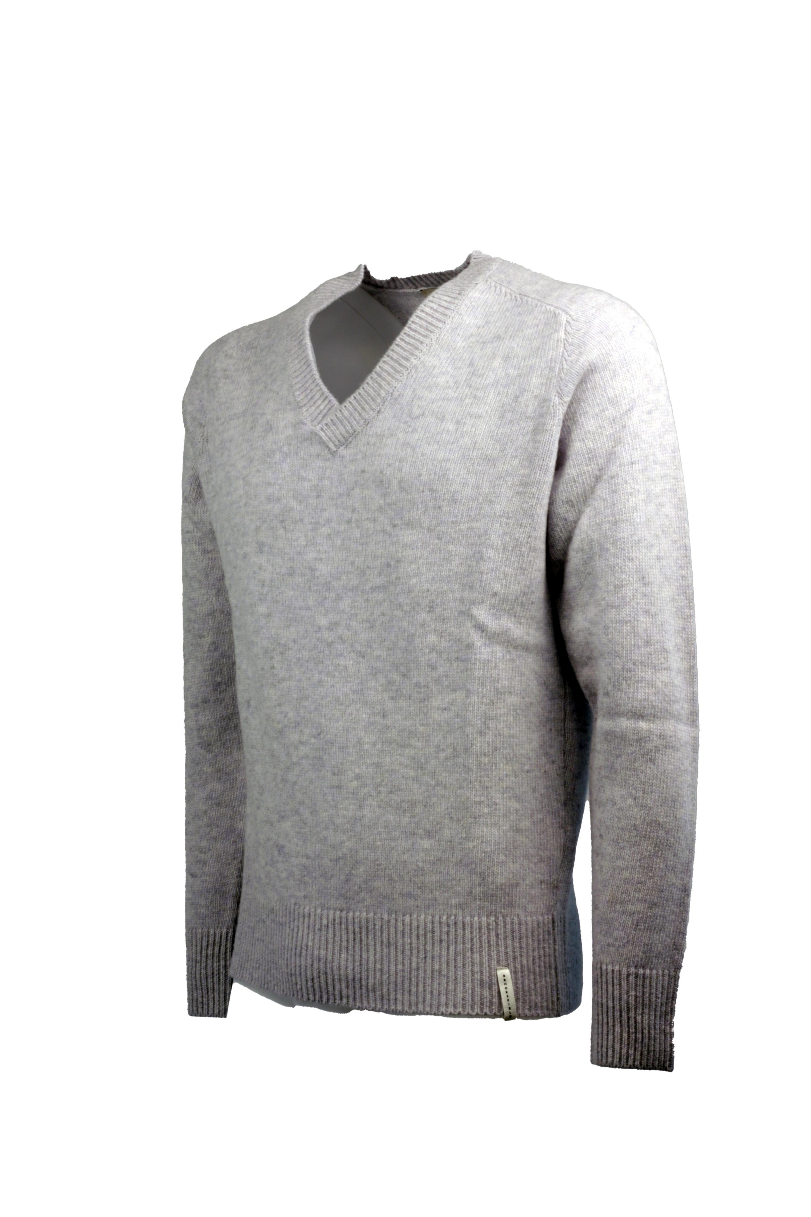 brooksfield maglia scollo a v brooksfield pura lana grigio chiaro - foto 2