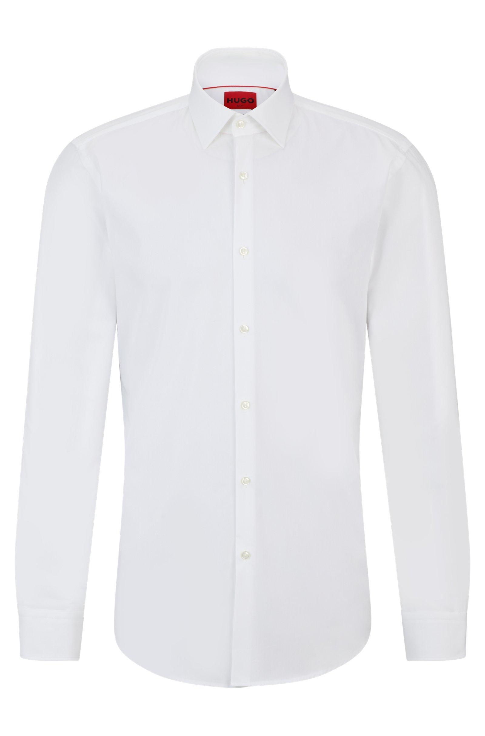 Camicia HUGO Boss Bianca , manica lunga. Tessuto in cotone Popeline molto gradevole e morbido sulla pelle ,ottimo per una facile stiratura