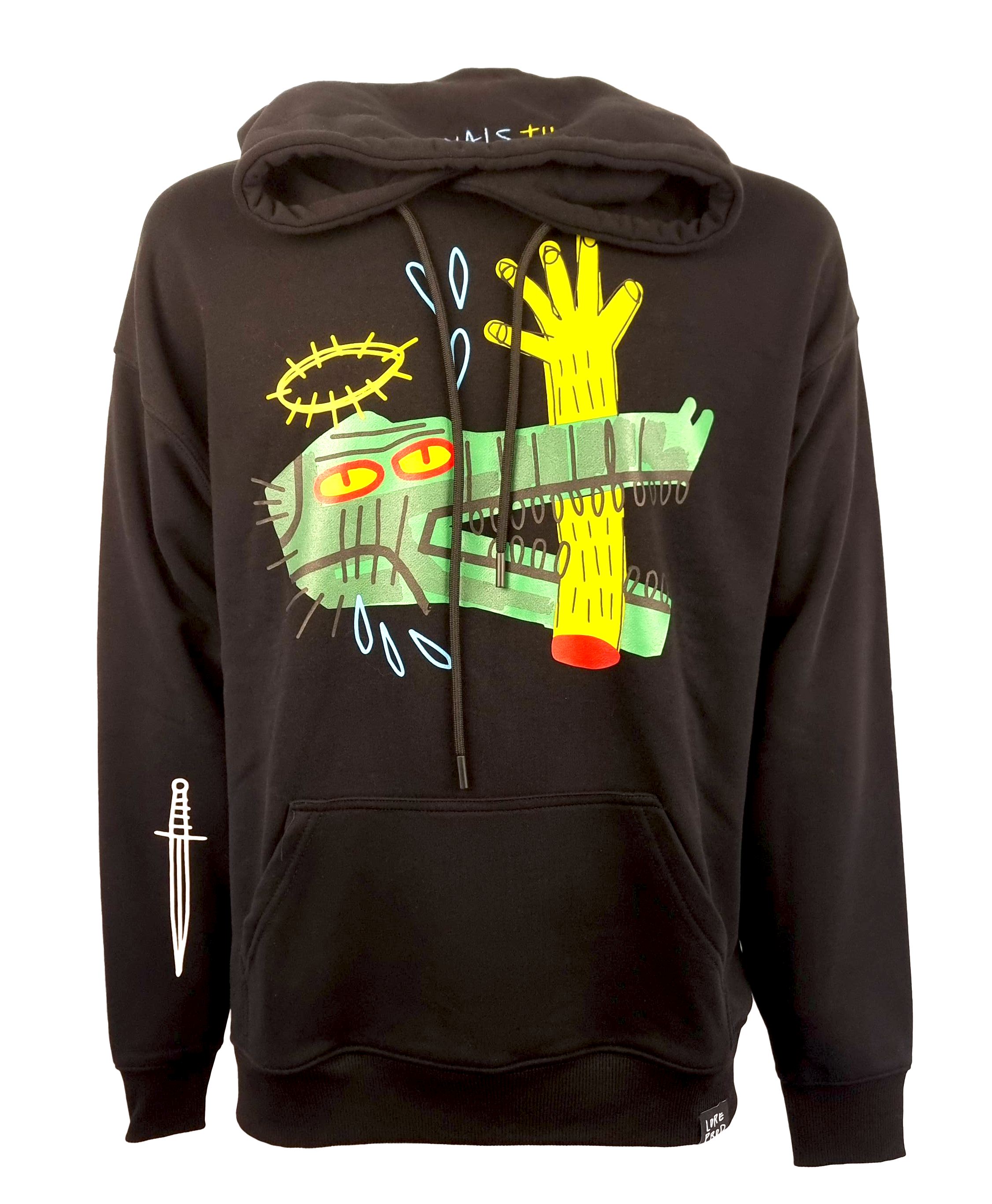 Felpa Nais Design con cappuccio colore Nero .Tessuto in jersey di puro cotone, ideale per essere usata  nelle mezze stagioni.  Stampa serigrafica del personaggio 