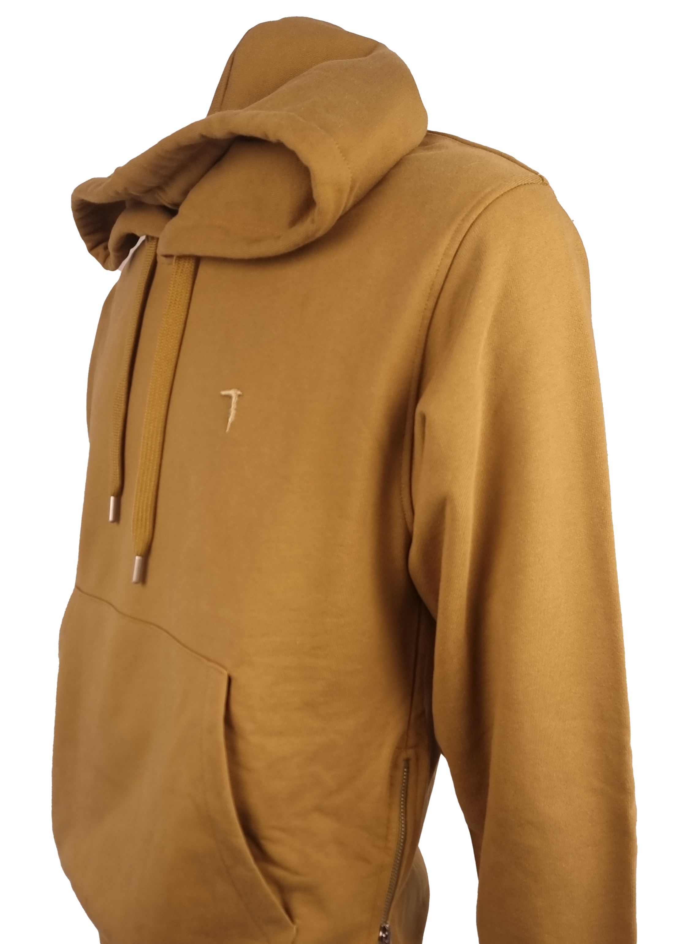 Trussardi felpa con cappuccio colore Cachi . Tessuto in morbido cotone sia all'esterno che all'interno, Cerniera solo sulla parte laterale  sinistra 