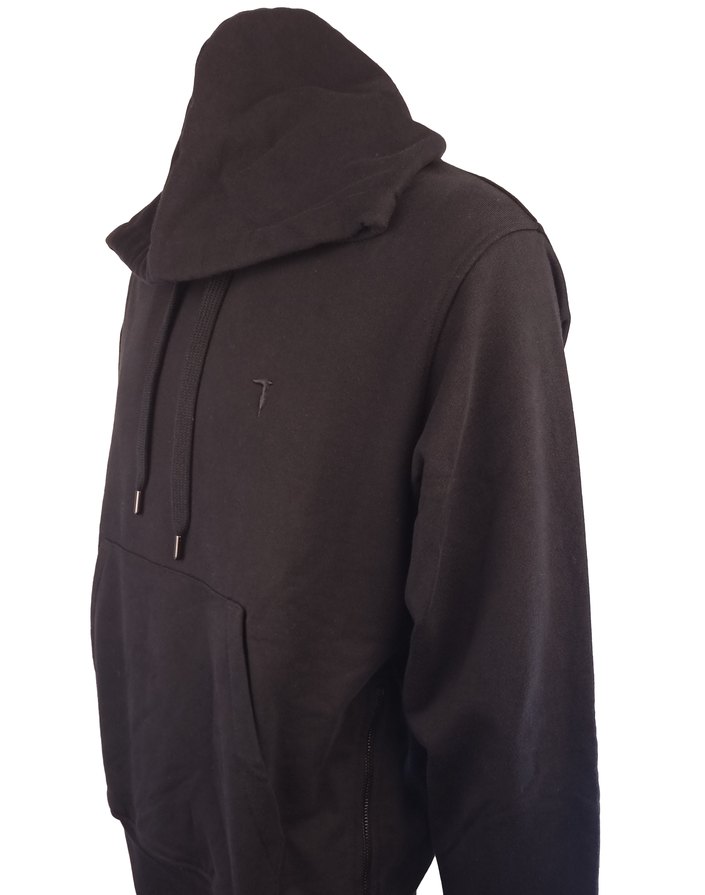 Trussardi felpa con cappuccio colore Nera . Tessuto in morbido cotone sia all'esterno che all'interno, Cerniera solo sulla parte laterale  sinistra