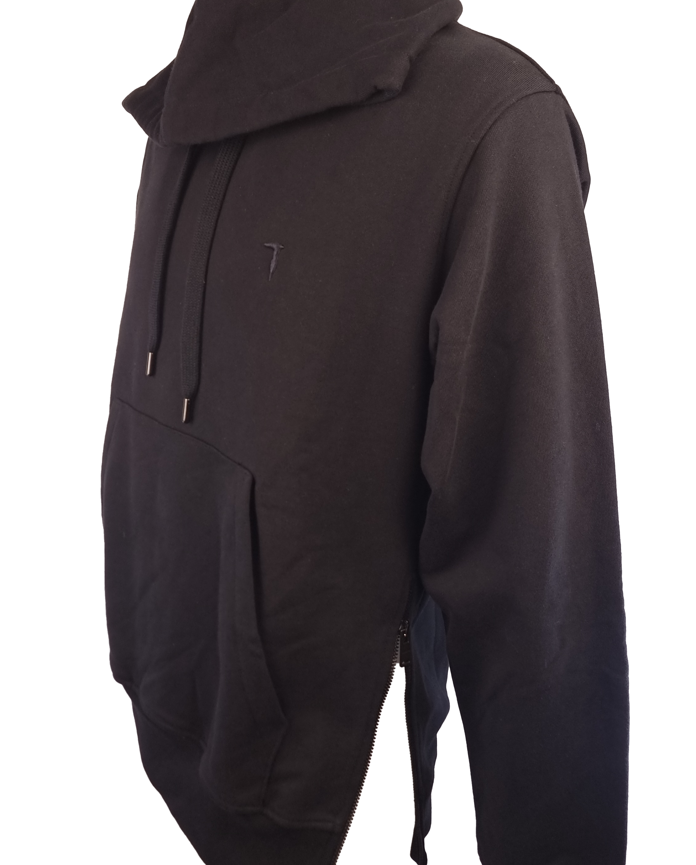 Trussardi felpa con cappuccio colore Nera . Tessuto in morbido cotone sia all'esterno che all'interno, Cerniera solo sulla parte laterale  sinistra