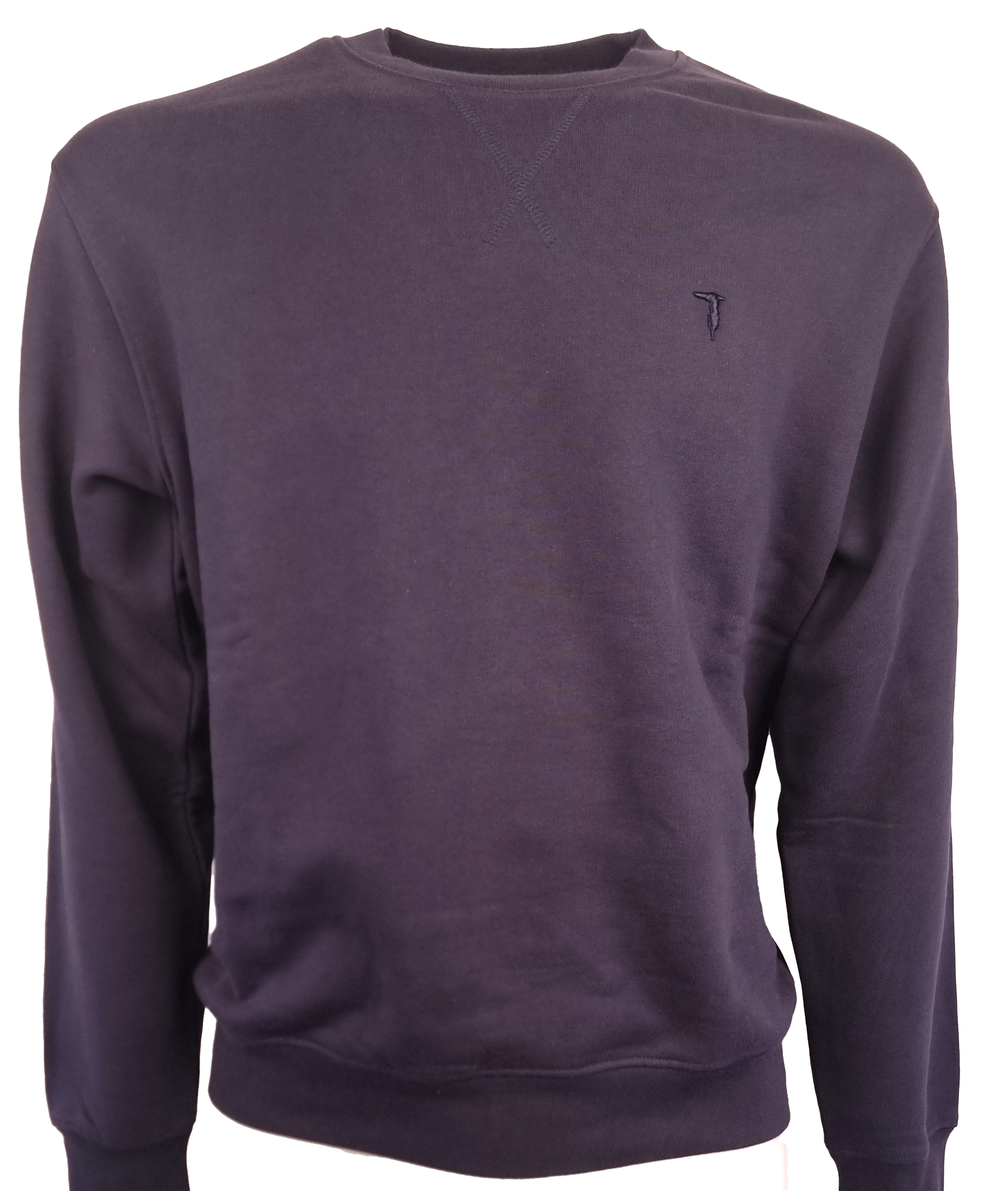 Felpa Trussardi Uomo Girocollo blu , Logo small sul davanti , Tessuto elasticizzato esterno in puro cotone , interno rivestito in caldo cotone
